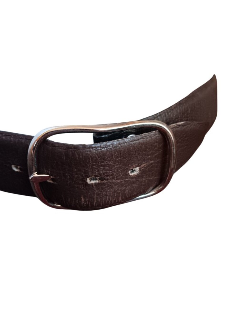 Reversible Vintage Men's Belt 40 1970's Black & Brown Leather Chrome Buckle USA